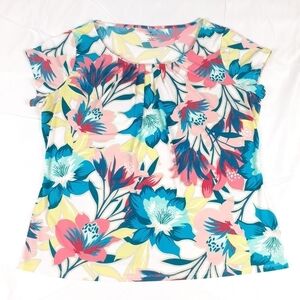 Worthington Short Sleeve Floral Blouse Size 1X